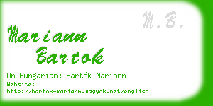 mariann bartok business card